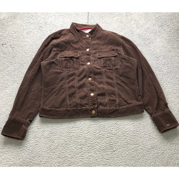 Tommy Hilfiger Jeans Brown Corduroy Trucker Jacket Womens XL Brown - Picture 1 of 10